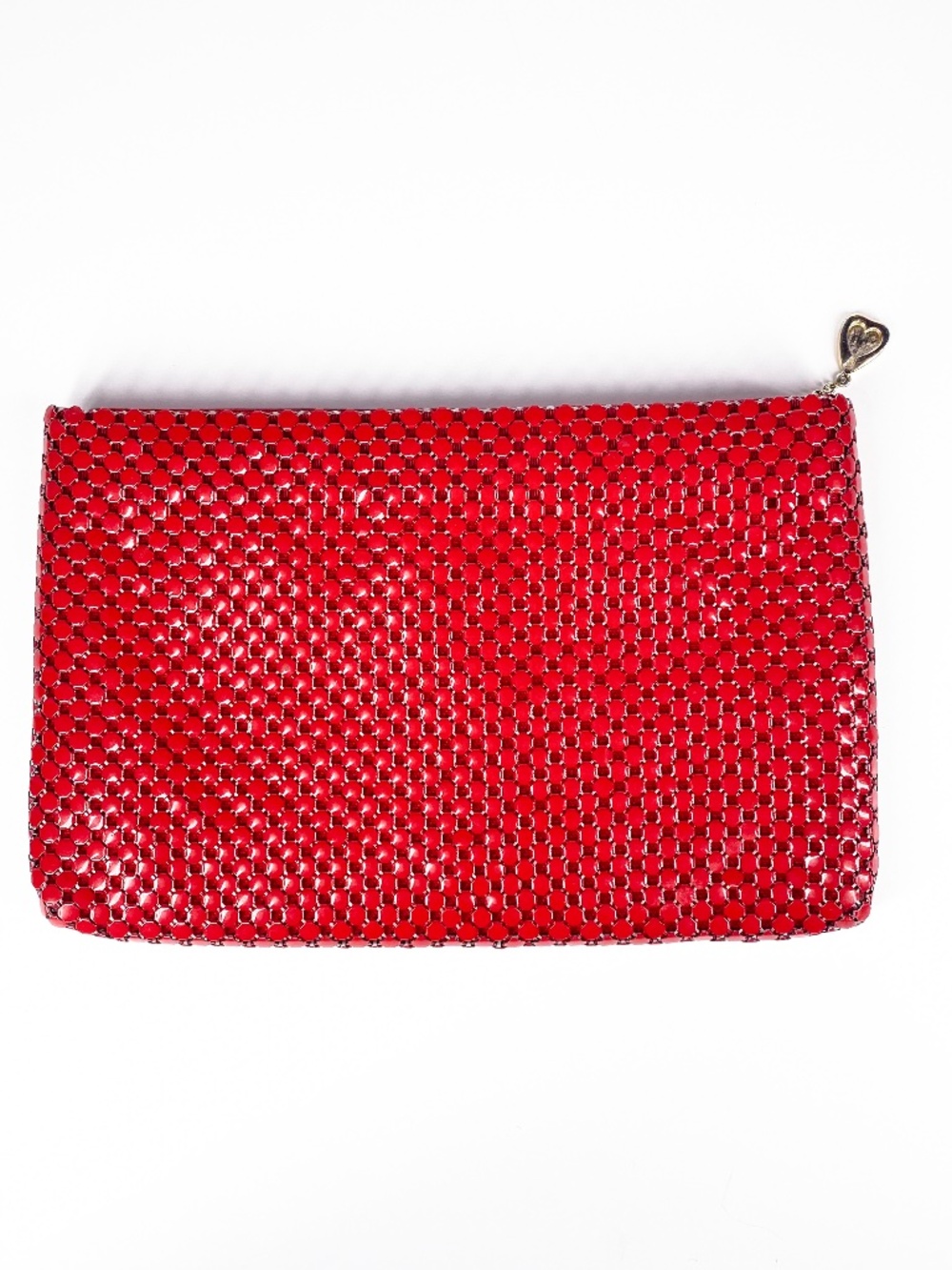 Whiting & Davis Red Metal Mesh Clutch Handbag: Vintage 80s Retro
